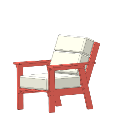 Fauteuil Fauteuil - Corail / blanc - Atelier des Weppes